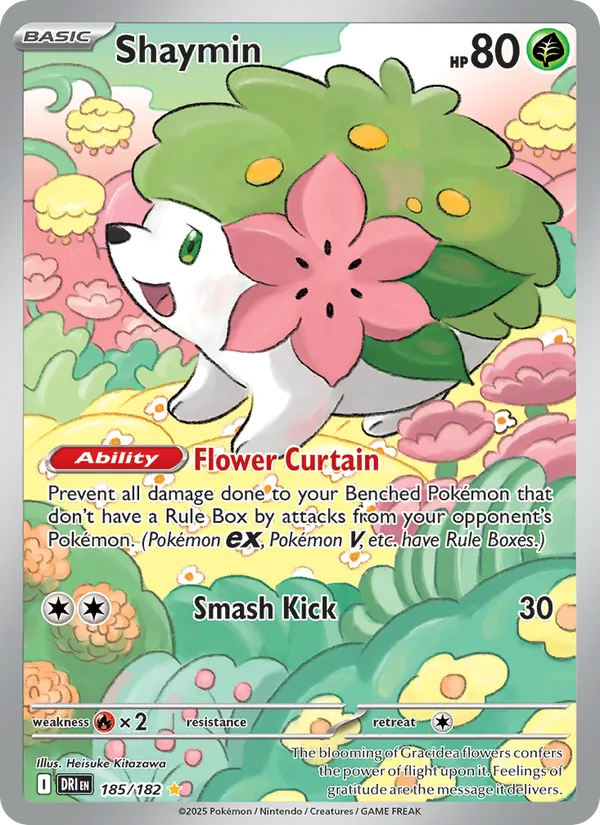 Shaymin 185/182 Destined Rivals Illustration Rare Pokemon Card NM
