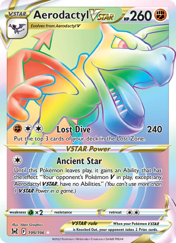 Aerodactyl VSTAR 199/196 Lost Origin Secret Rare Pokemon Card NM