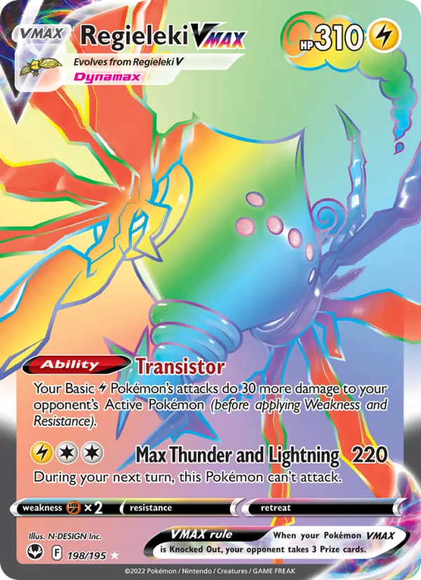 Regieleki VMAX 198/195 Silver Tempest Secret Rare Pokemon Card NM