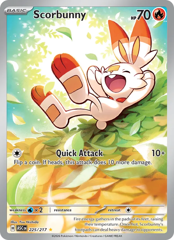 Scorbunny 225/217 Ascended Heroes Illustration Rare Pokemon Card NM