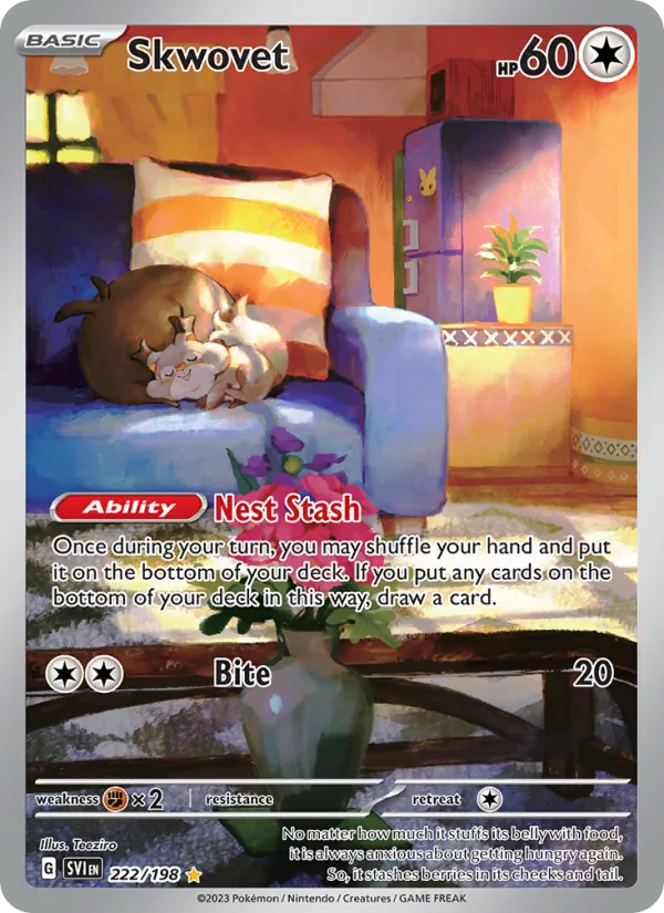 Skwovet 222/198 Scarlet & Violet Base Illustration Rare Pokemon Card NM