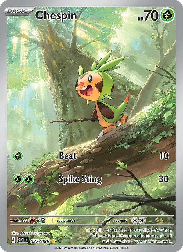 Chespin 087/086 Chaos Rising Illustration Rare Pokemon Card NM
