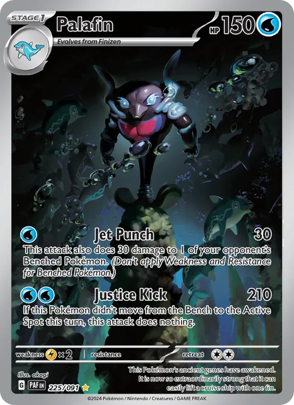 Palafin 225/091 Paldean Fates Illustration Rare Pokemon Card NM