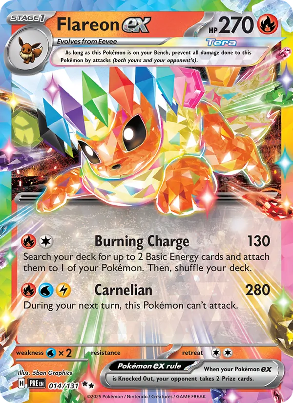 Flareon ex 014/131 Prismatic Evolutions Pokemon Card NM